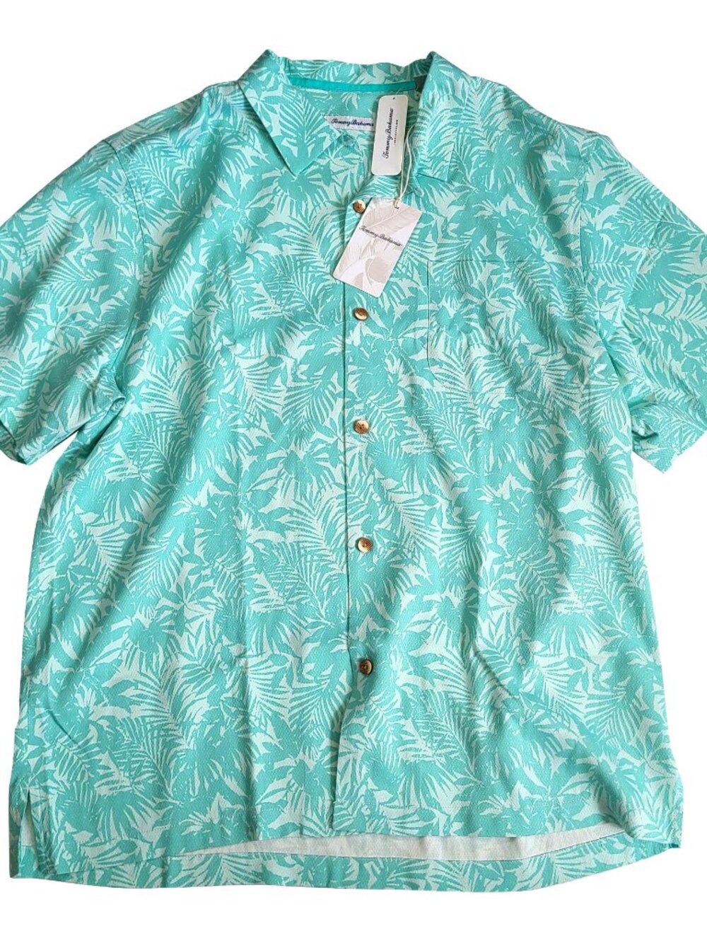 TOMMY BAHAMA 100% Silk Camp Shirt Men’s XL Palm Haven Hawaiian Button Up